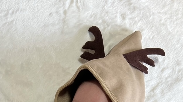 トナカイのコスプレをした赤ちゃん