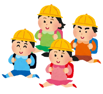 様々な色のランドセルを背負う子ども達