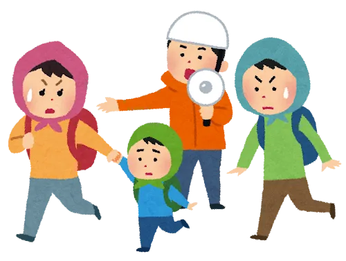 避難する人達