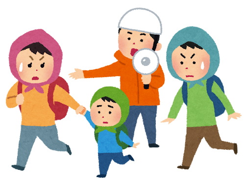 避難する人達