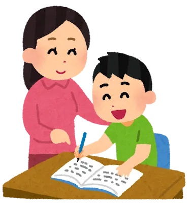 子どもにひらがなを教えるママ