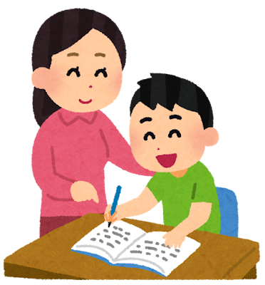 子どもにひらがなを教えるママ