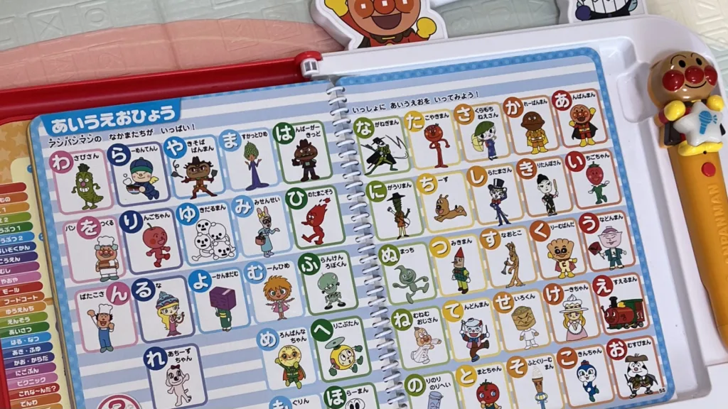 アンパンマンことばずかんPremiumのひらがな表