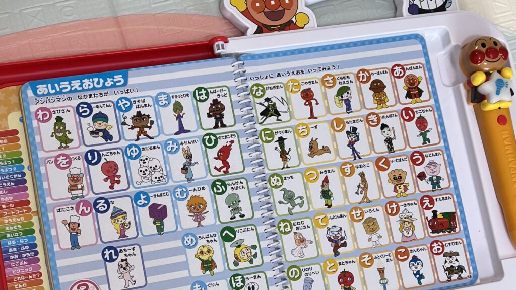 アンパンマンことばずかんPremiumのひらがな表